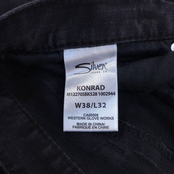 Silver Jeans Mens Konrad Slim Straight Leg Size 40x30 Black Denim 5 Pocket Pants - Picture 8 of 9
